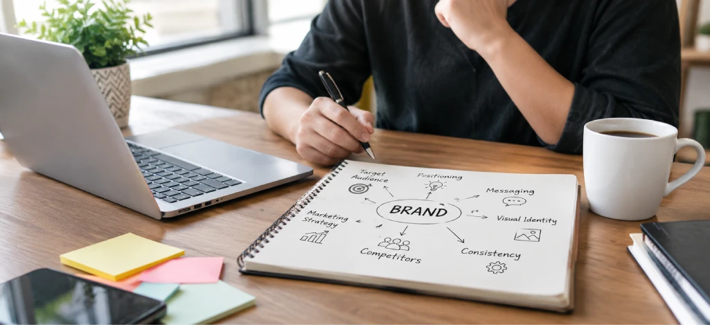 Business professional planning a brand strategy